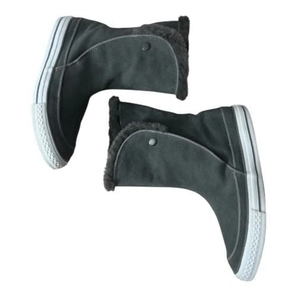 Converse All-Star Chuck Taylor Beverly Women Gray Suede Mid Calf Boots Size 6.5